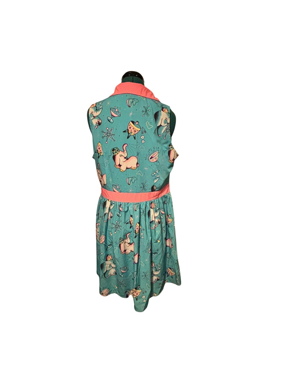 Sourpuss Light Blue and Pink Elephant Circus Pinup Dress - XXL - Picture 3 of 4